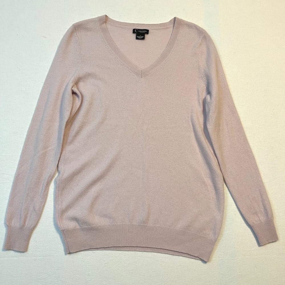 C by Bloomingdale's 100% 2 Ply Cashmere Sweater L Lavender Balletcore Soft Girl